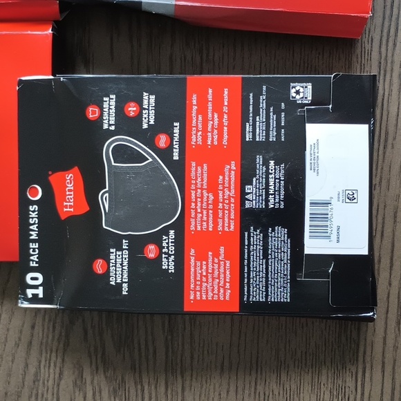 45 Hanes 100% Cotton Black Face Masks 40 Adult Size and 5 Kid's Size NWT - Picture 6 of 6